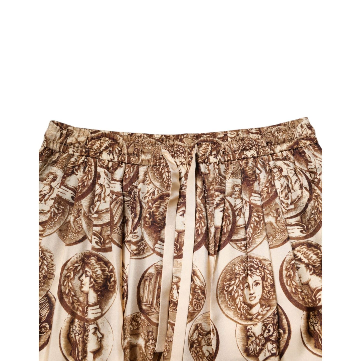 Dolce & Gabbana Beige Coin Print Silk Twill Men Jogger Pants Dolce & Gabbana