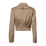 Dolce & Gabbana Beige Cotton Button Up Fitted Cropped Jacket, back view showcasing tailored design and button detail.