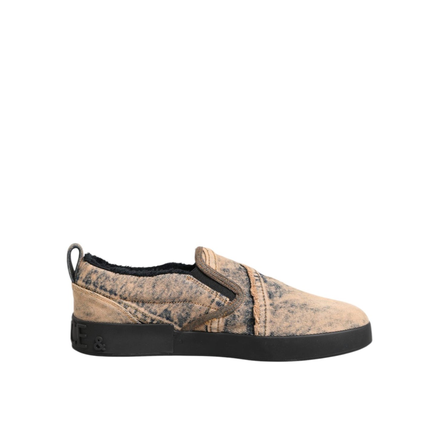 Dolce & Gabbana Beige Cotton Low Top Slip On Sneakers Shoes Dolce & Gabbana