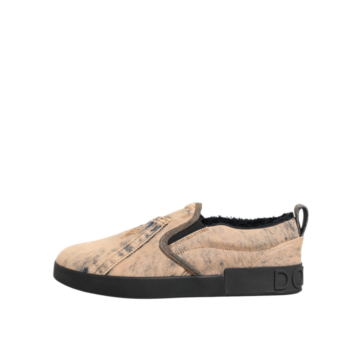 Dolce & Gabbana Beige Cotton Low Top Slip On Sneakers Shoes Dolce & Gabbana