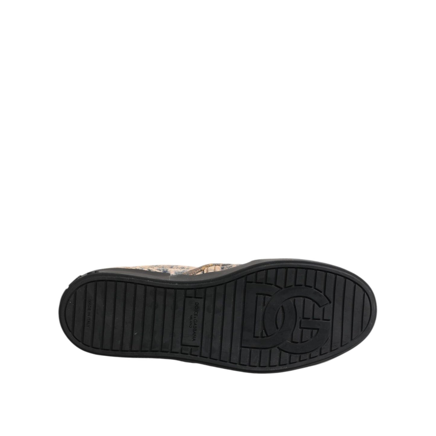 Dolce & Gabbana Beige Cotton Low Top Slip On Sneakers Shoes Dolce & Gabbana