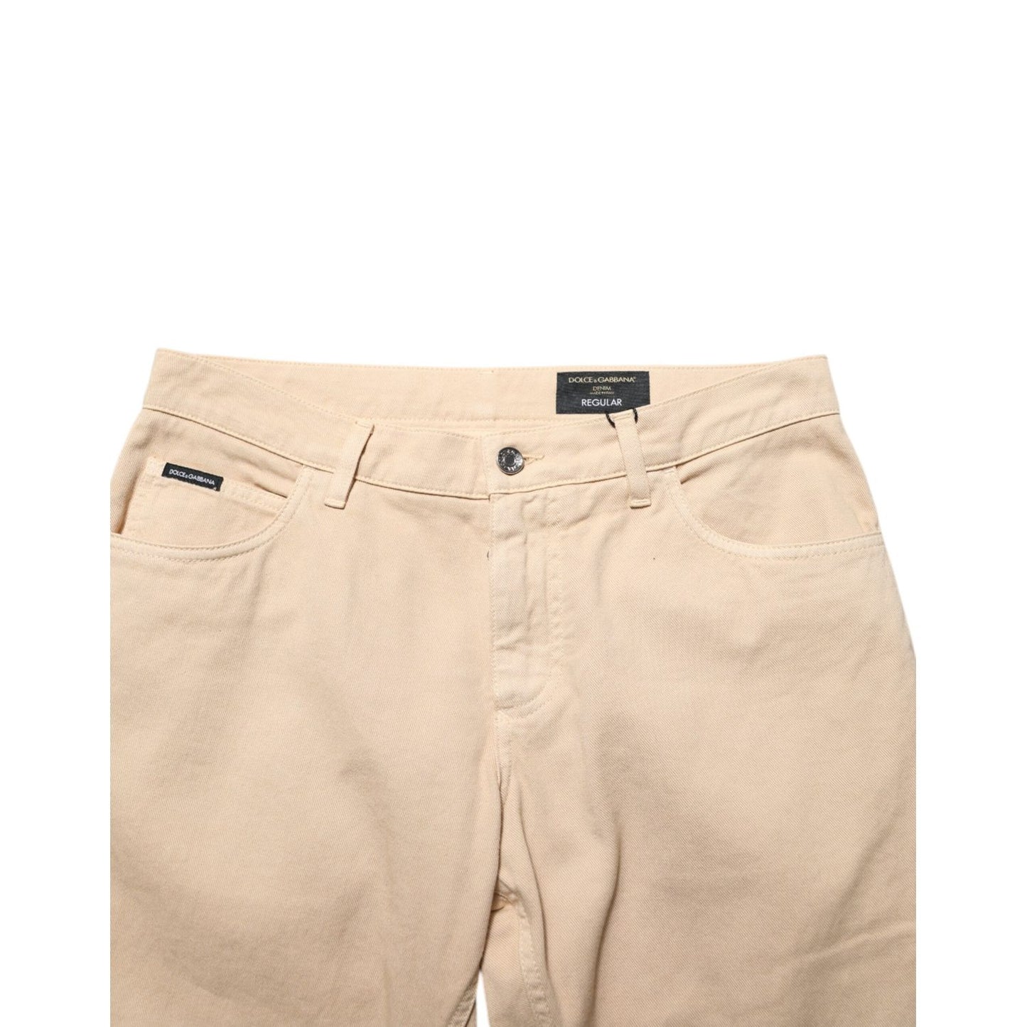 Dolce & Gabbana Beige Cotton Skinny Regular Men Denim Jeans Dolce & Gabbana