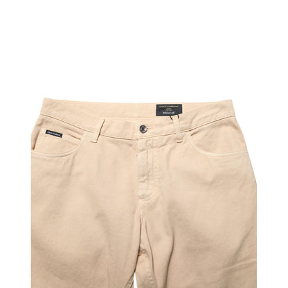 Dolce & Gabbana Beige Cotton Skinny Regular Men Denim Jeans Dolce & Gabbana