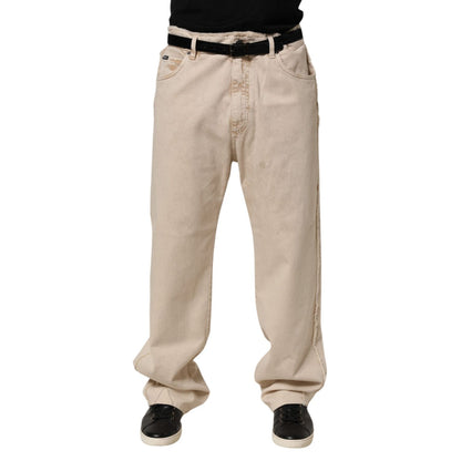 Dolce & Gabbana Beige Cotton Straight Denim Trouser Jeans Dolce & Gabbana