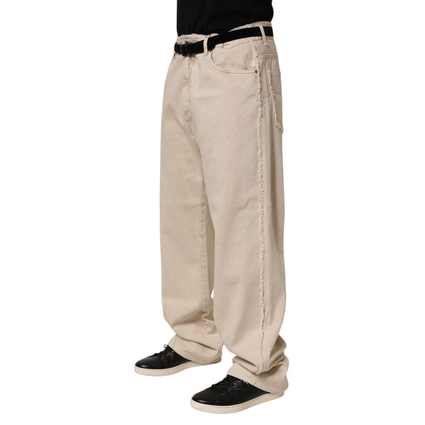 Dolce & Gabbana Beige Cotton Straight Denim Trouser Jeans Dolce & Gabbana