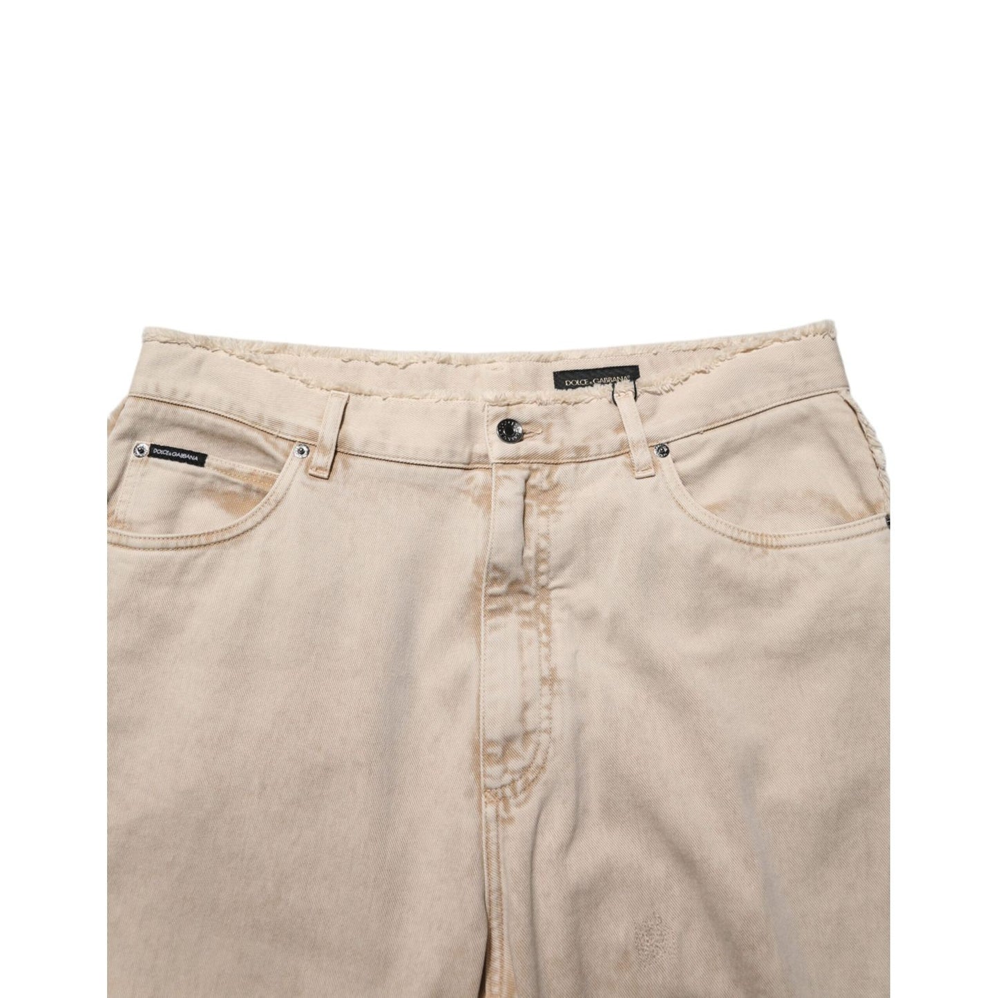 Dolce & Gabbana Beige Cotton Straight Denim Trouser Jeans Dolce & Gabbana