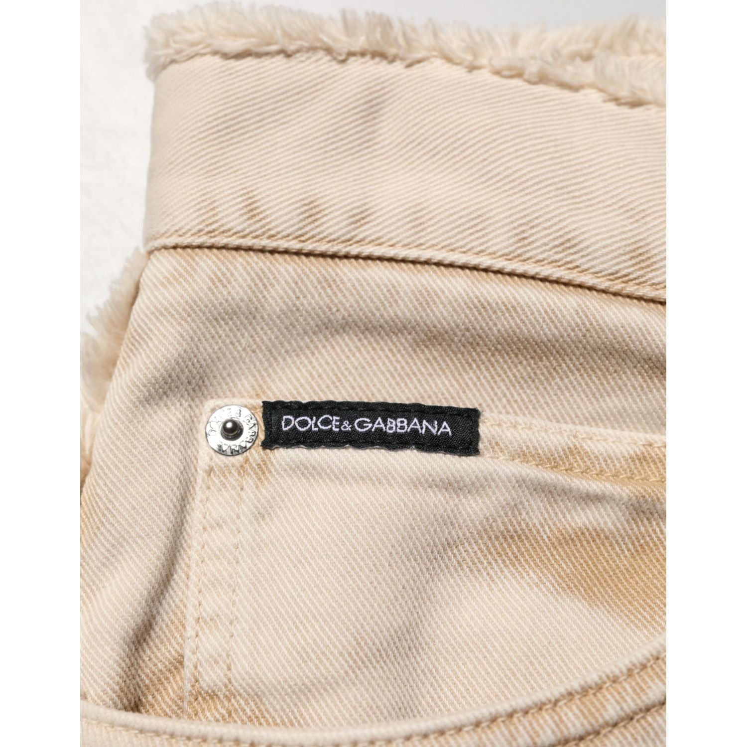 Dolce & Gabbana Beige Cotton Straight Denim Trouser Jeans