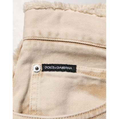Dolce & Gabbana Beige Cotton Straight Denim Trouser Jeans Dolce & Gabbana