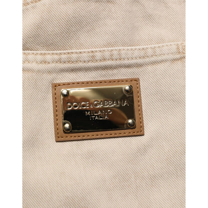 Dolce & Gabbana Beige Cotton Straight Denim Trouser Jeans Dolce & Gabbana