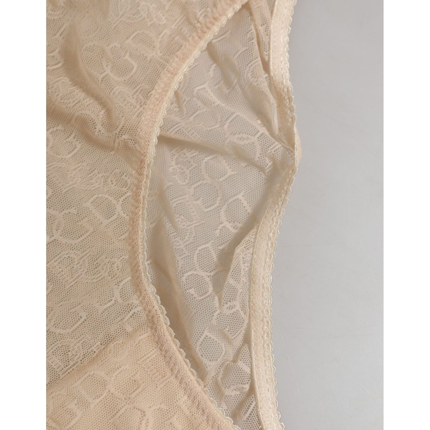 Dolce & Gabbana Beige DG Logo Lace Mid Waist Panty Underwear
