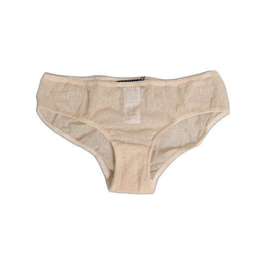 Dolce & Gabbana Beige DG Logo Lace Mid Waist Panty Underwear featuring delicate lace design and iconic logo pattern.