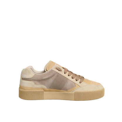 Dolce & Gabbana Beige Leather Miami Low Top Sneakers Men Shoes Dolce & Gabbana