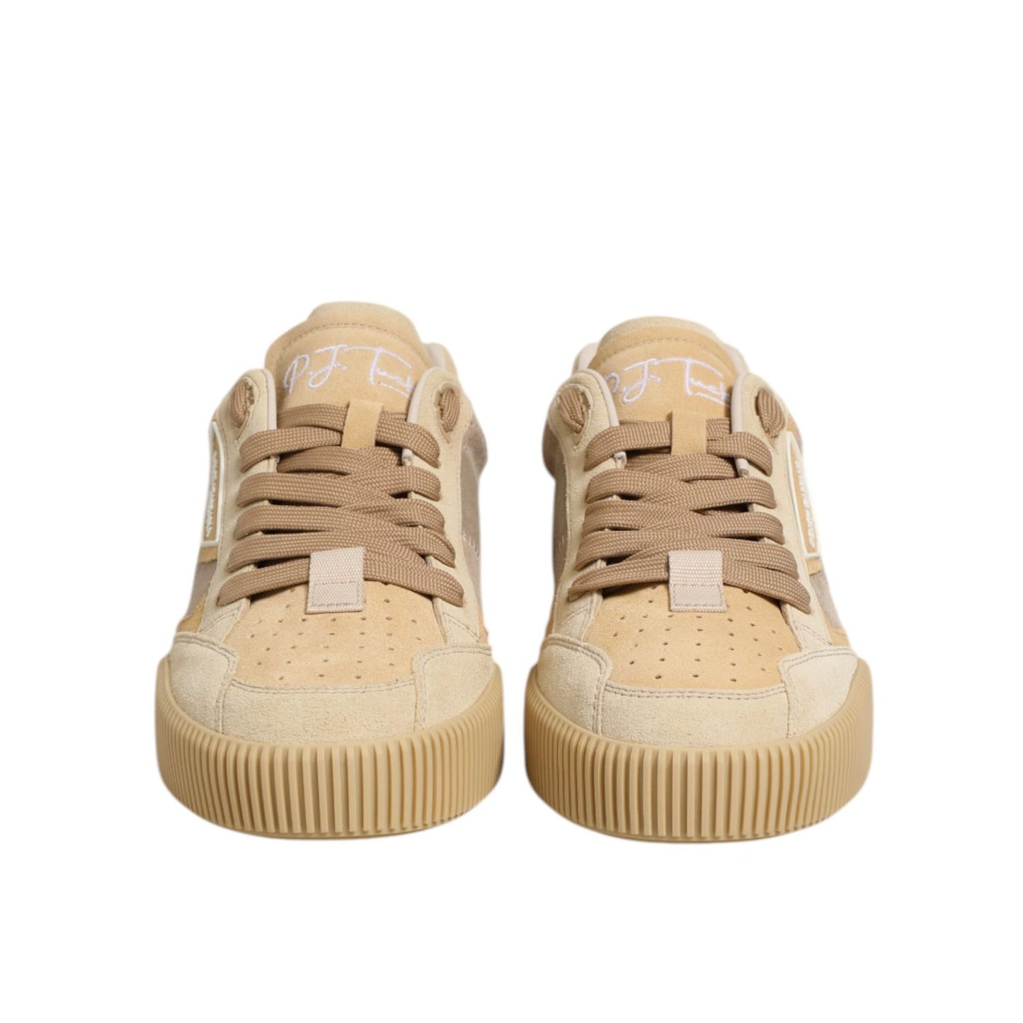 Dolce & Gabbana Beige Leather Miami Low Top Sneakers Men Shoes Dolce & Gabbana