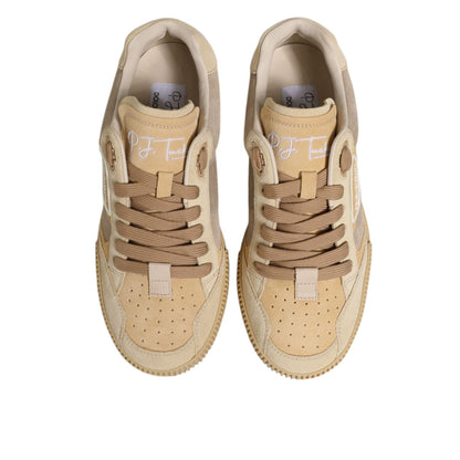 Dolce & Gabbana Beige Leather Miami Low Top Sneakers Men Shoes Dolce & Gabbana