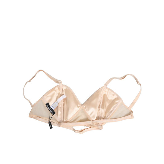 Dolce & Gabbana Beige Nylon Triangle Soft Cup Brassiere Underwear, subtle design with logo details, crafted from quality nylon.