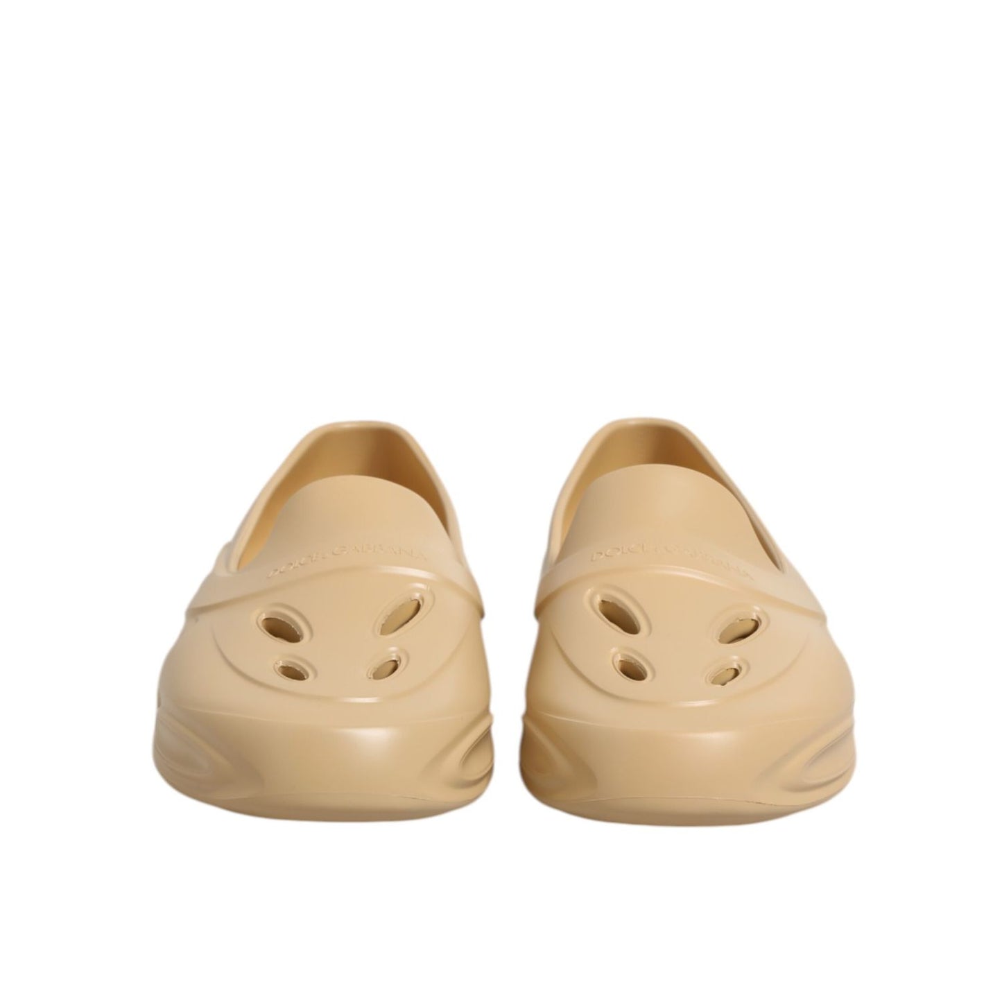 Dolce & Gabbana Beige Rubber Slides Low Top Sneakers Shoes Dolce & Gabbana