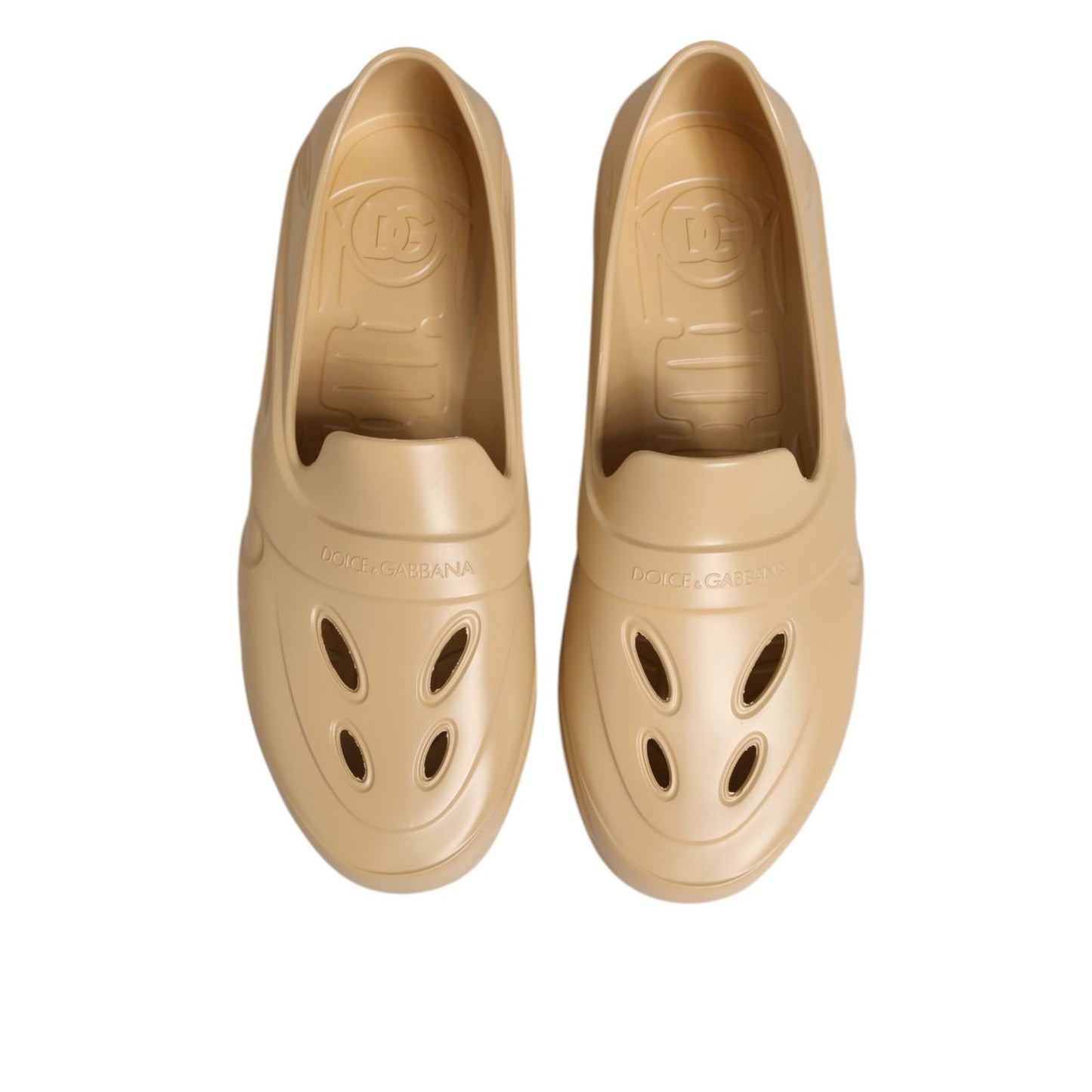 Dolce & Gabbana Beige Rubber Slides Low Top Sneakers Shoes Dolce & Gabbana