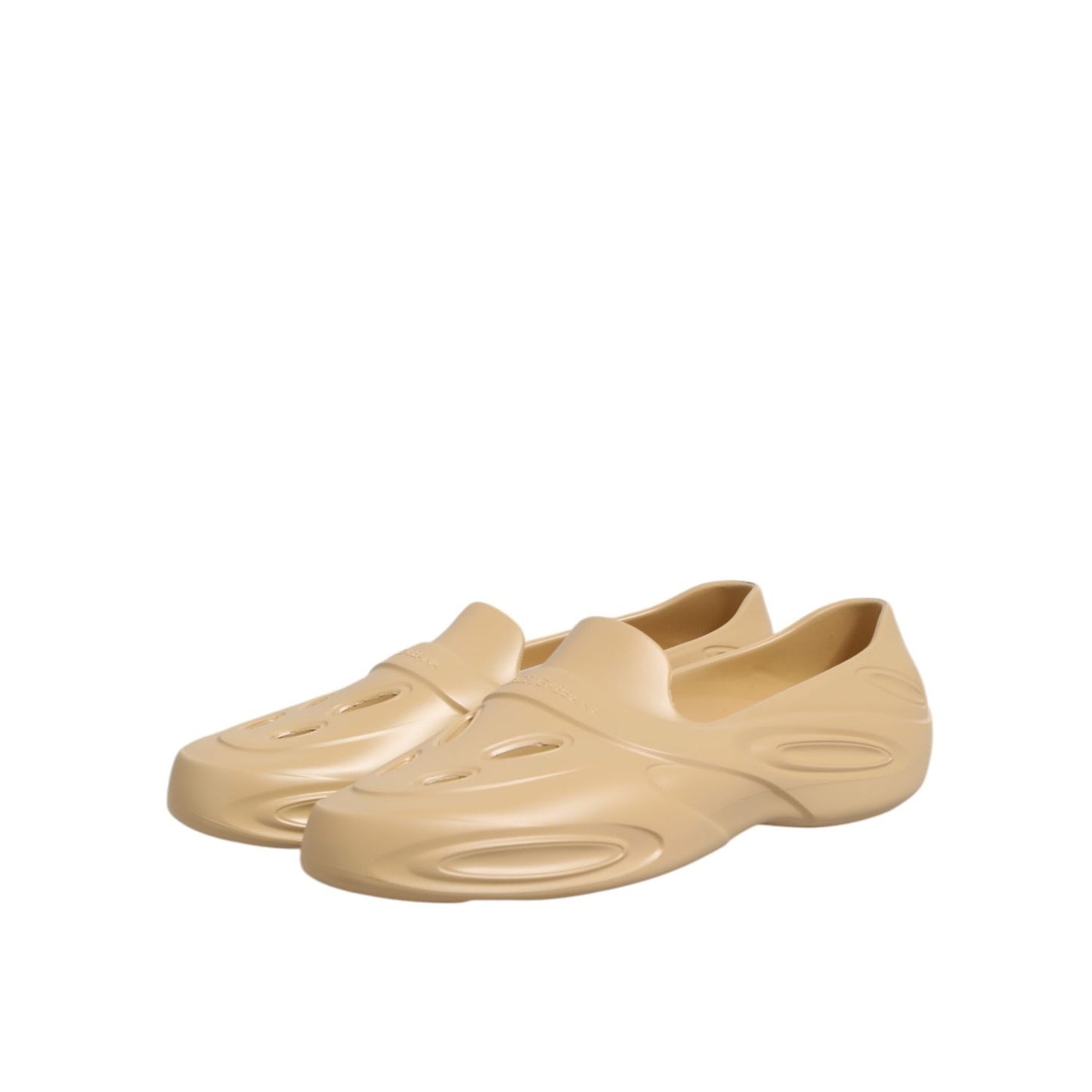 Dolce & Gabbana Beige Rubber Slides Low Top Sneakers Shoes Dolce & Gabbana