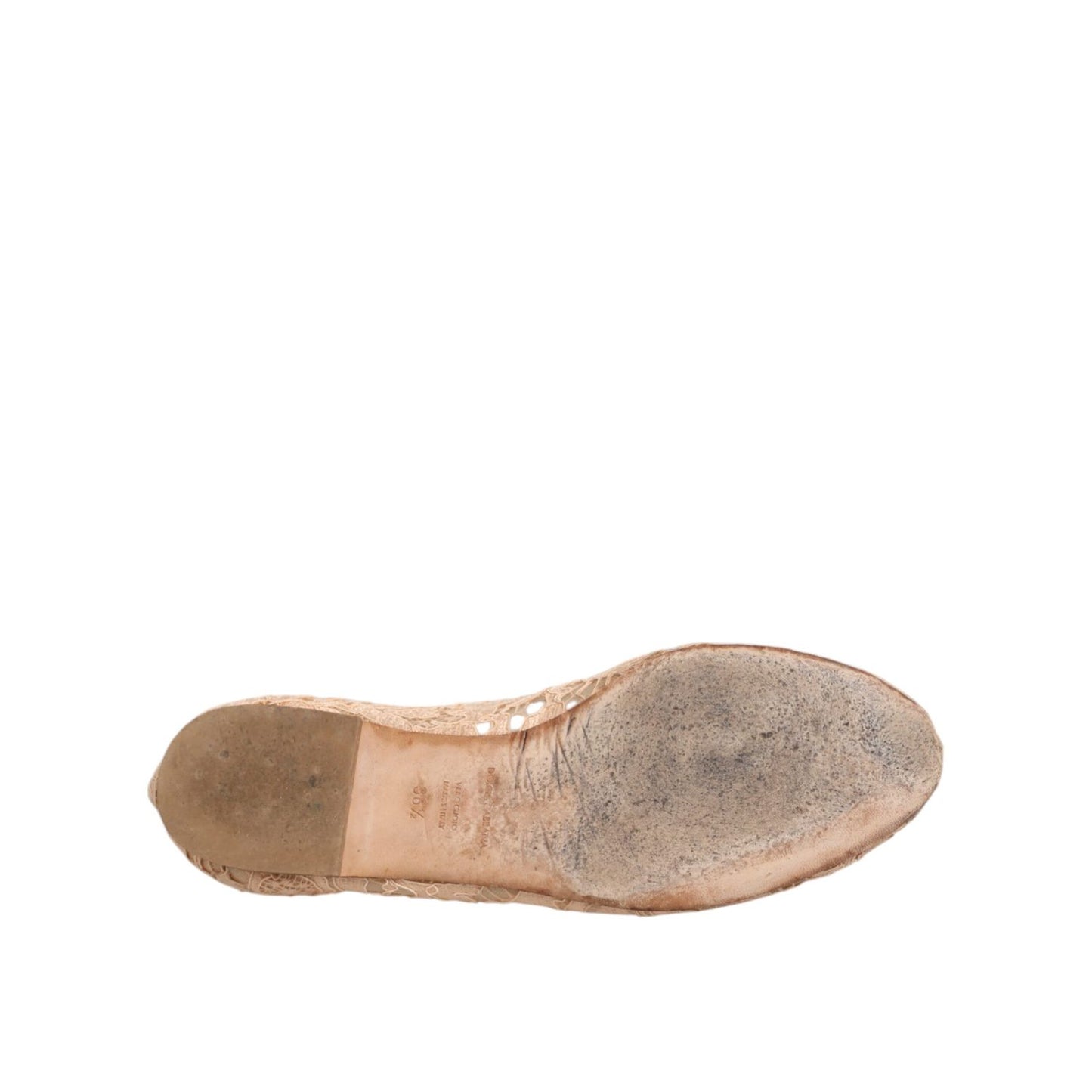 Dolce & Gabbana Beige Taormina Lace Crystals Flats Shoes Dolce & Gabbana