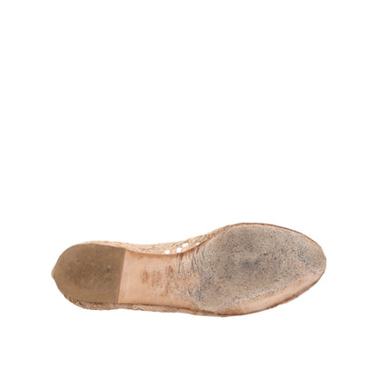 Dolce & Gabbana Beige Taormina Lace Crystals Flats Shoes Dolce & Gabbana