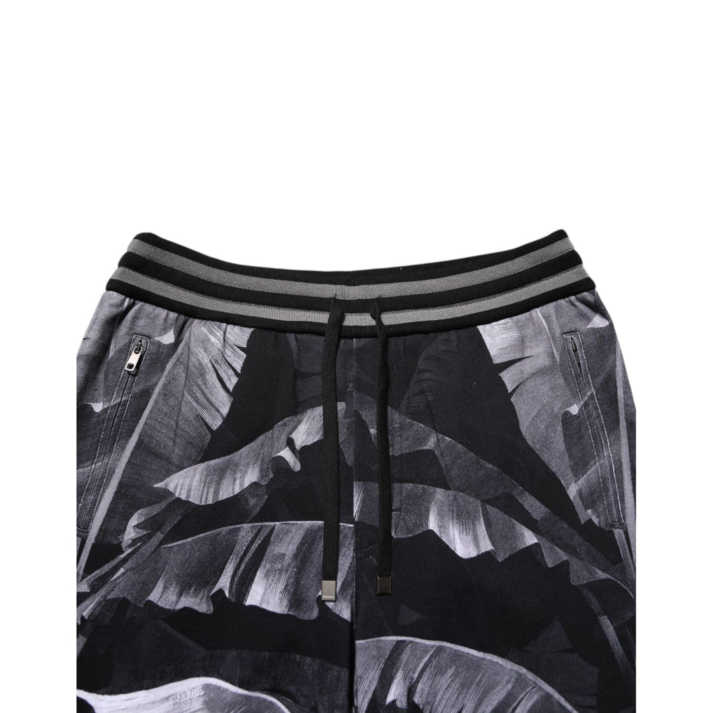 Dolce & Gabbana Black Banana Leaf Cotton Jogger Trouser Pants Dolce & Gabbana