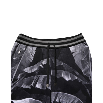 Dolce & Gabbana Black Banana Leaf Cotton Jogger Trouser Pants Dolce & Gabbana