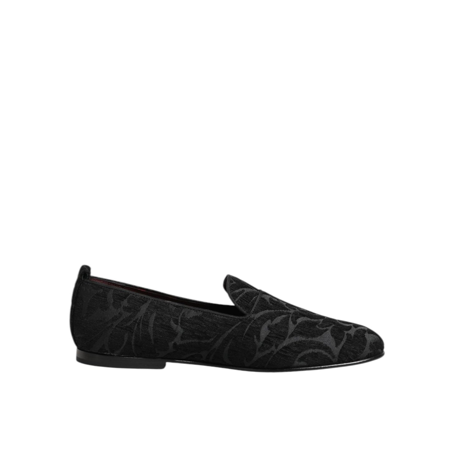 Dolce & Gabbana Black Brocade Loafers Slip On Men Dress Shoes Dolce & Gabbana