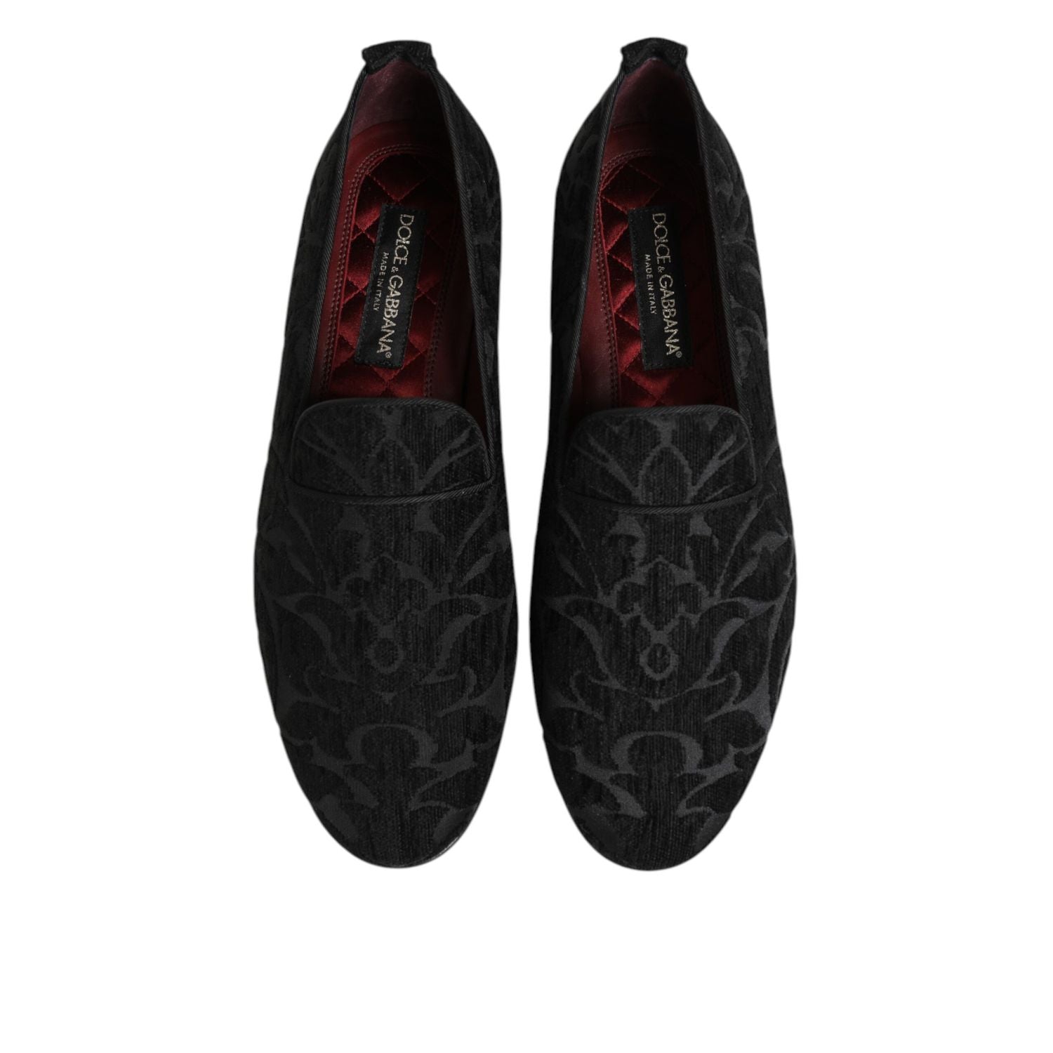 Dolce & Gabbana Black Brocade Loafers Slip On Men Dress Shoes