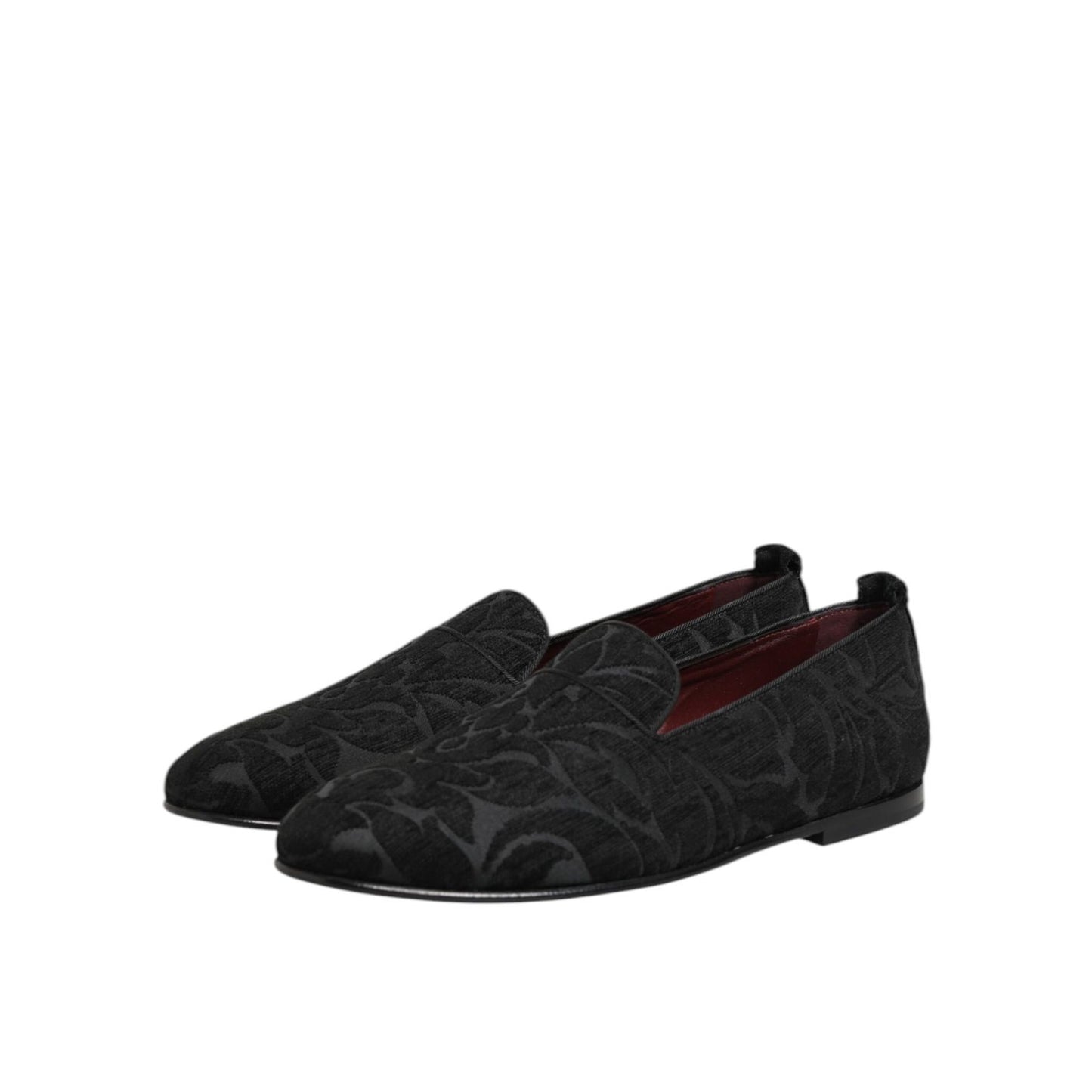 Dolce & Gabbana Black Brocade Loafers Slip On Men Dress Shoes Dolce & Gabbana