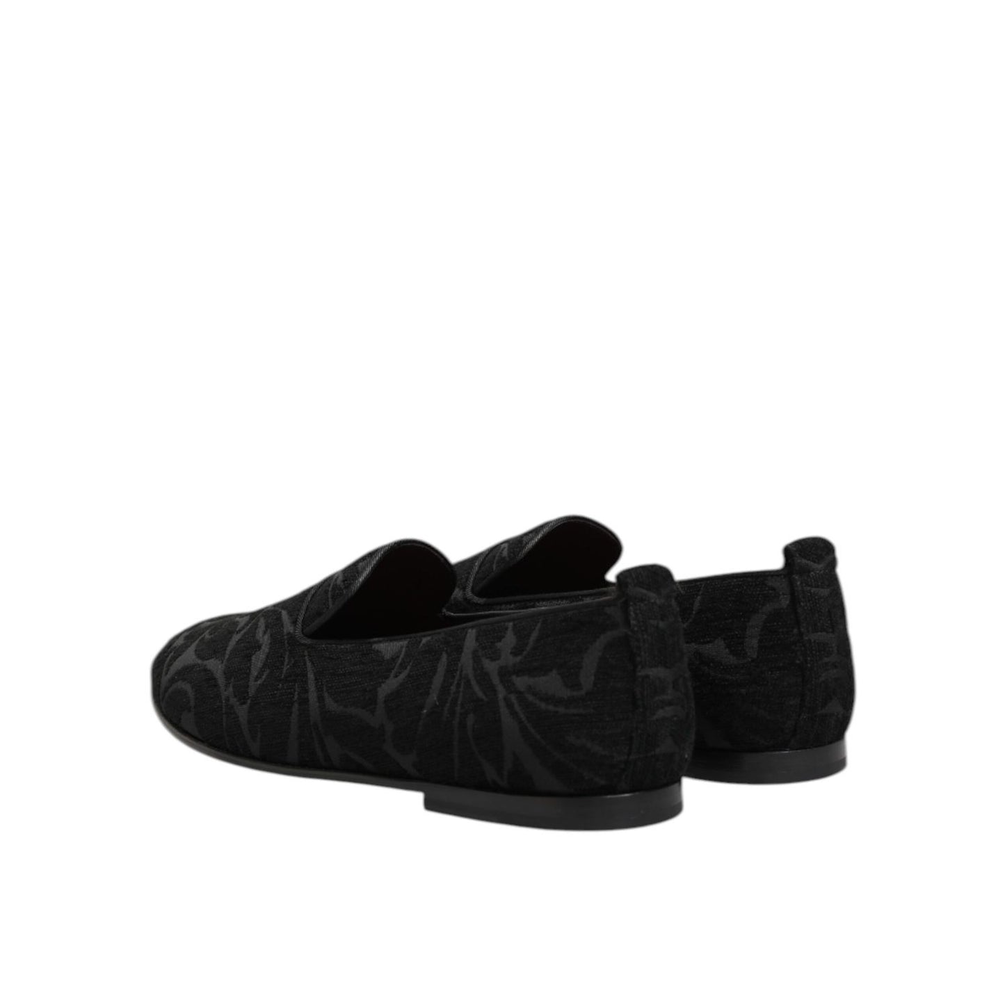 Dolce & Gabbana Black Brocade Loafers Slip On Men Dress Shoes Dolce & Gabbana