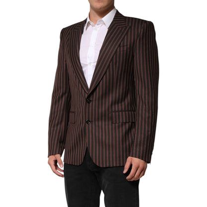 Dolce & Gabbana Black Brown Stripe Single Breasted Blazer Dolce & Gabbana
