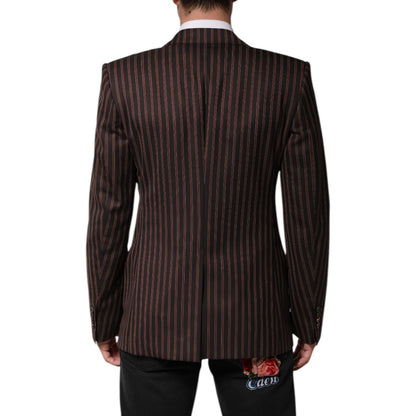 Dolce & Gabbana Black Brown Stripe Single Breasted Blazer Dolce & Gabbana