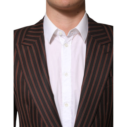 Dolce & Gabbana Black Brown Stripe Single Breasted Blazer Dolce & Gabbana