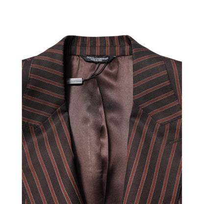 Dolce & Gabbana Black Brown Stripe Single Breasted Blazer Dolce & Gabbana
