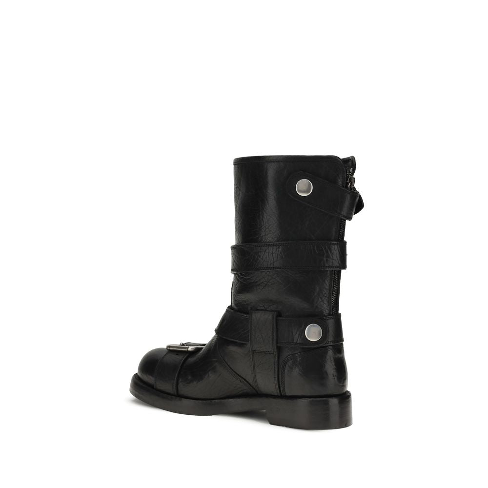 Dolce & Gabbana Black Calf Leather Bos Taurus Lace-Up Boots Dolce & Gabbana