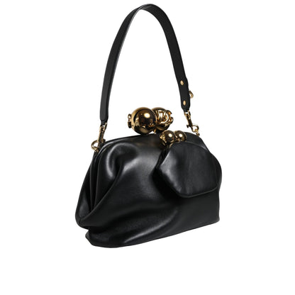 Dolce & Gabbana Black Calfskin Leather Shoulder Clutch Bag