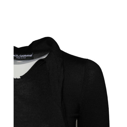 Dolce & Gabbana Black Cashmere Ascot Collar Long Sleeve Top Dolce & Gabbana