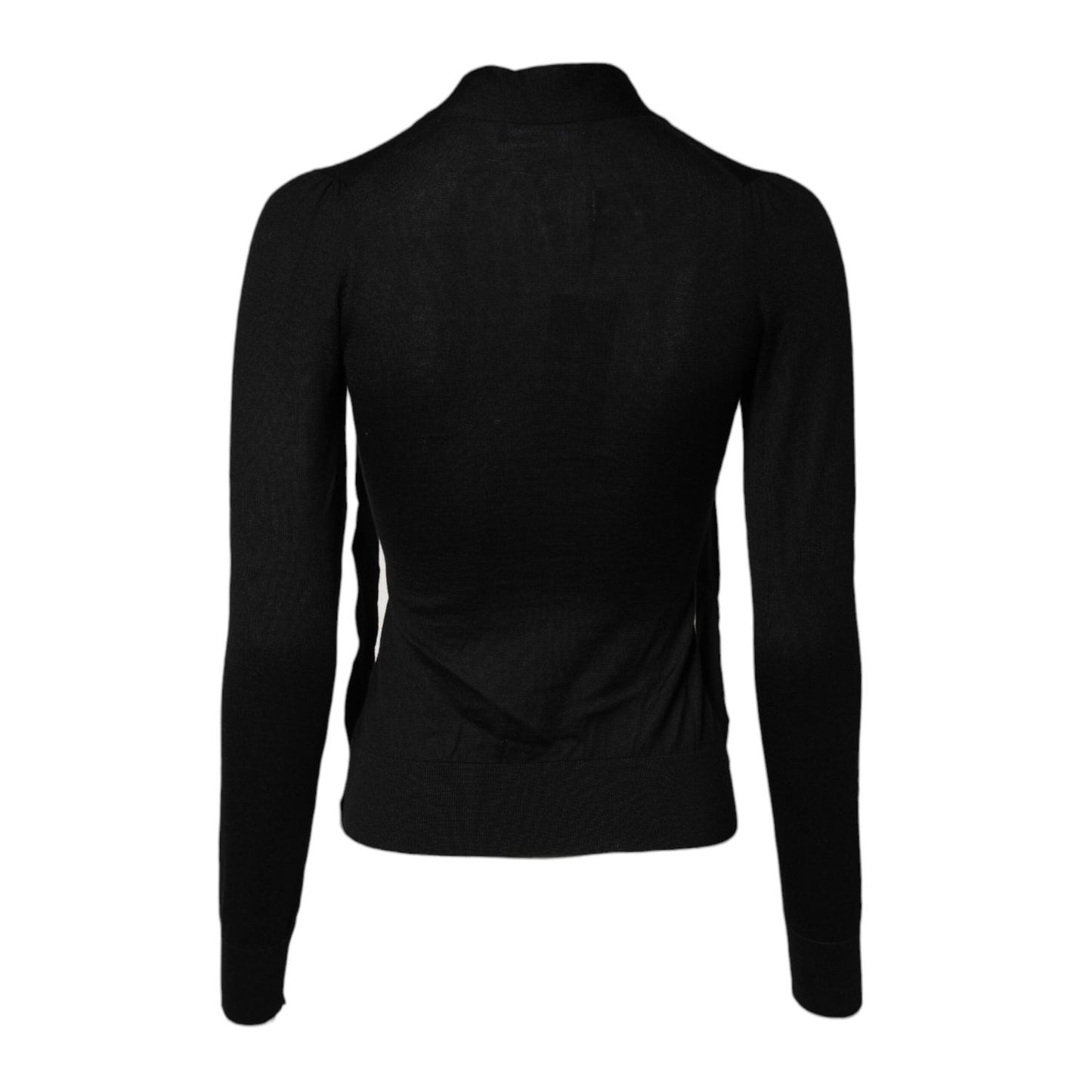 Dolce & Gabbana Black Cashmere Ascot Collar Long Sleeve Top Dolce & Gabbana