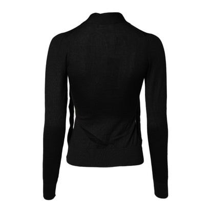 Dolce & Gabbana Black Cashmere Ascot Collar Long Sleeve Top Dolce & Gabbana