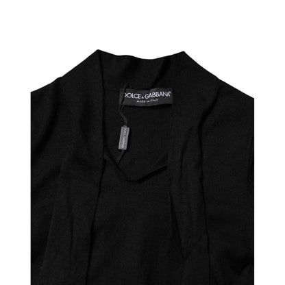 Dolce & Gabbana Black Cashmere Ascot Collar Long Sleeve Top Dolce & Gabbana