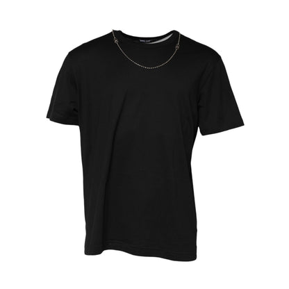 Dolce & Gabbana Black Chain Necklace Cotton Crewneck T-shirt Dolce & Gabbana