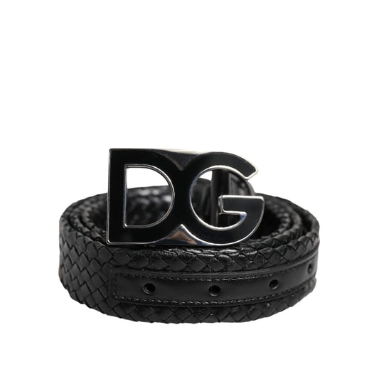 Dolce & Gabbana Black Classic Leather DG Logo Buckle Belt