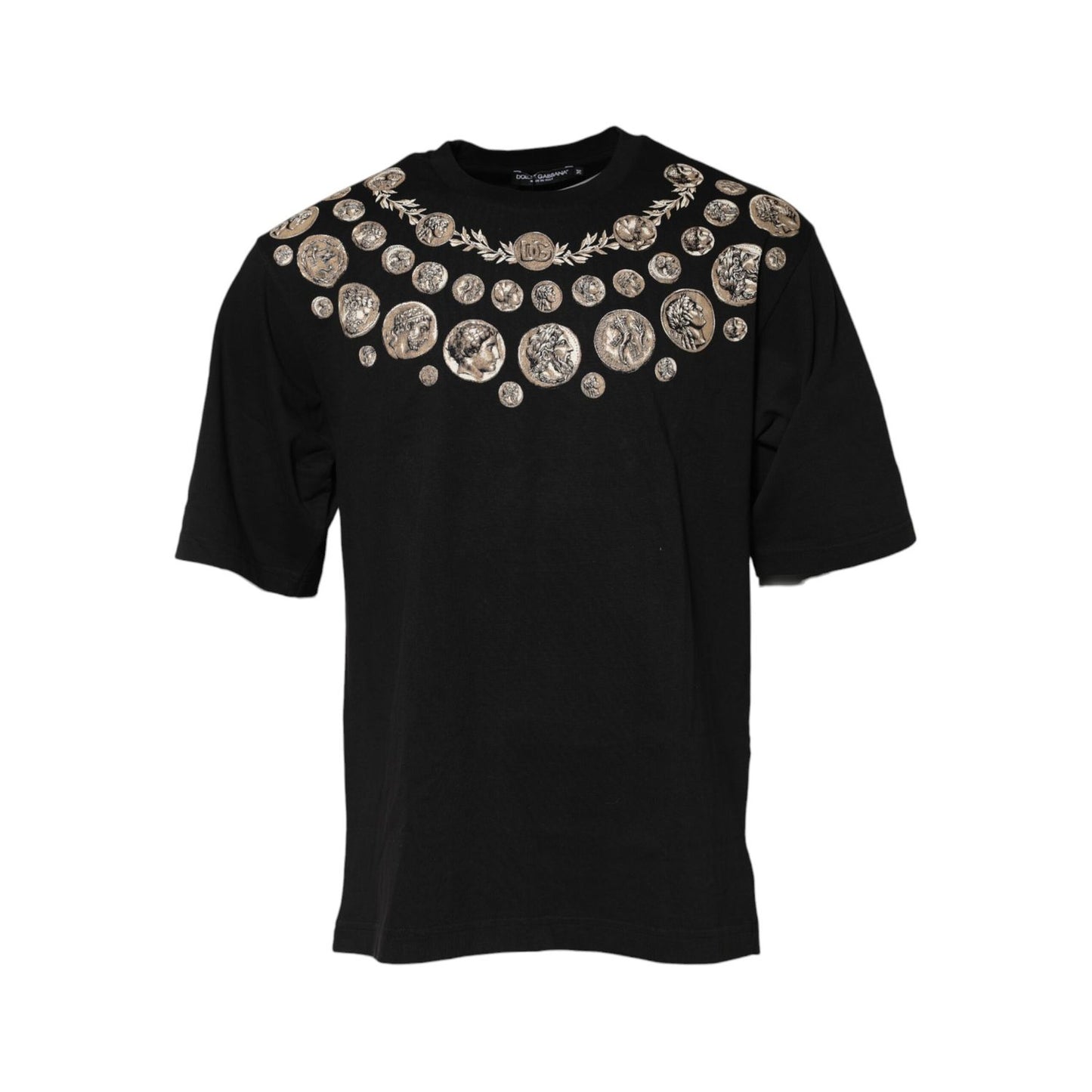 Dolce & Gabbana Black Coin Print Cotton Crew Neck T-shirt Dolce & Gabbana