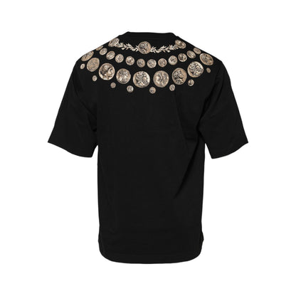 Dolce & Gabbana Black Coin Print Cotton Crew Neck T-shirt Dolce & Gabbana