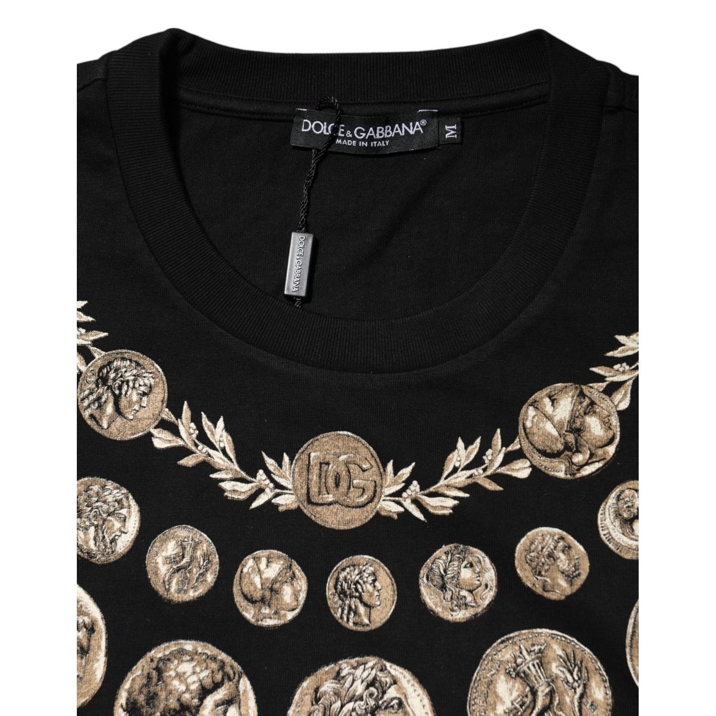 Dolce & Gabbana Black Coin Print Cotton Crew Neck T-shirt Dolce & Gabbana