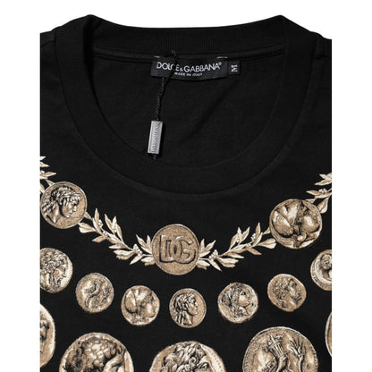 Dolce & Gabbana Black Coin Print Cotton Crew Neck T-shirt Dolce & Gabbana