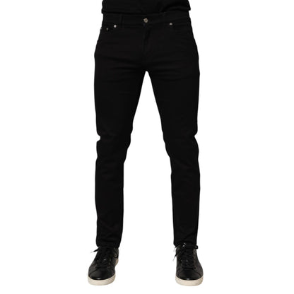 Dolce & Gabbana Black Cotton Blend Skinny Men Trouser Pants Dolce & Gabbana