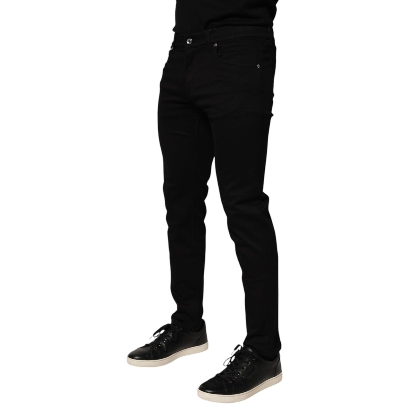 Dolce & Gabbana Black Cotton Blend Skinny Men Trouser Pants Dolce & Gabbana