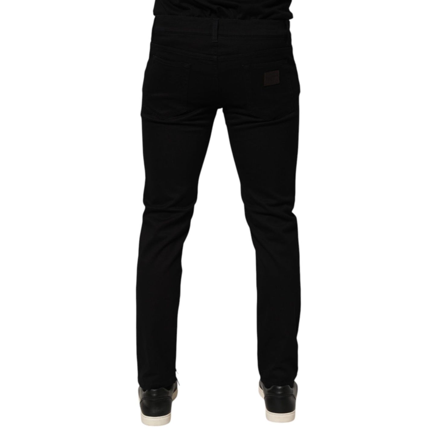 Dolce & Gabbana Black Cotton Blend Skinny Men Trouser Pants Dolce & Gabbana