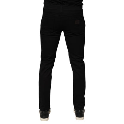 Dolce & Gabbana Black Cotton Blend Skinny Men Trouser Pants Dolce & Gabbana